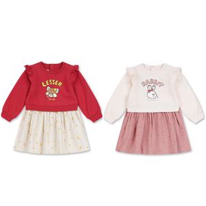 MKE4OO2301 여아 유아 멸종위기동물 라이트플리스 배색 프릴 원피스