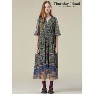 [하프클럽] 보더 믹스 맥시 원피스(T236MOP137W)