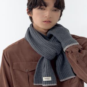 LL[선물포장]HJMU5F852 그레이 라인배색 울캐시미어 머플러