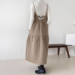 [하프클럽] 겨울 누빔 뷔스티에 패딩 롱 원피스 여성 빅사이즈