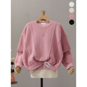 [하프클럽] 오브디 기모 삥줄 밑단 라벨 맨투맨_MNTG477