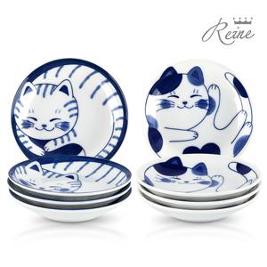 헨느 도라 미케 야옹이 14cm 앞접시 4P / 찬기