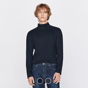 지오다노 남성 겨울 기모 터틀넥 목폴라 기본핏 무지 면 긴팔 티셔츠 025952