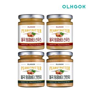 100% 국내산 무첨가 땅콩버터 200g 4개입 스무스 크런치 피넛버터 땅콩잼