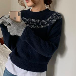 [브리치] 에이치다 /  X mas/부드러워요 캐린 노르딕 울 라운드 니트