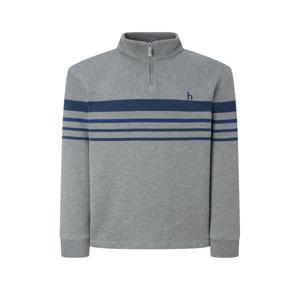 남성 [[24FW]] WHTS4D531G2 [스테디셀러] 그레이 스트라이프배색 면 반집업티셔츠