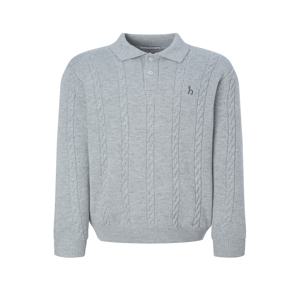 남성 [[25FW]] HZSW5D552G2 [시즌오프][아이코닉] 그레이 울 케이블 카라 니트