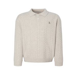 남성 [[25FW]] HZSW5D552I2 [시즌오프][아이코닉] 베이지 울 케이블 카라 니트