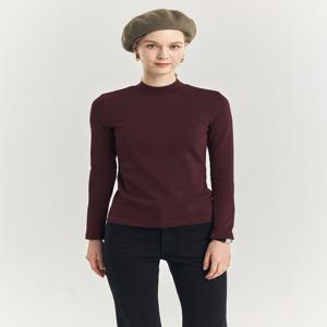 헤지스 여성 [[24FW]] HSTS4DC93D2 [면] 버건디 하프넥 긴소매 티셔츠