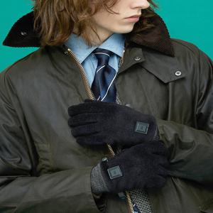 액세서리 [[25FW]] DCGV5F810BK [남성장갑]블랙 플리스 DAKS 고무 와펜 스마트폰터치 장갑