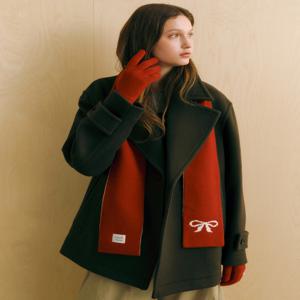 뉴욕 액세서리 [[25FW]] JAMU5F311R2 레드앤화이트 리본 울캐시미어혼방 머플러