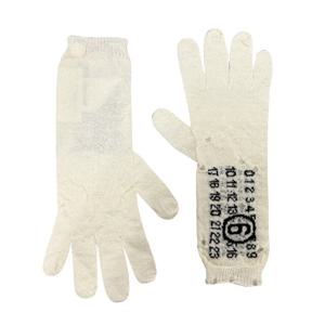 [명품] 25FW MM6 메종 마르지엘라 넘버 로고 울 글로브 장갑 오프 화이트 S52TS0043 M13135 103