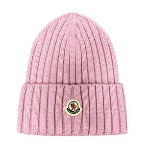 [명품] 25FW  로고 와펜 패치 니트 비니 모자 핑크 3B00036 A9327 517