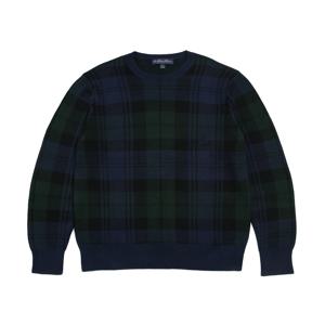 [정상가 290000원] 코튼 블랙와치 크루넥 스웨터 (다크블루) (BBWRMM09387DF)