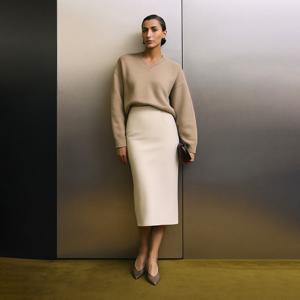 [최초가96,000]심플 부클 미디 스커트_FVSK250901