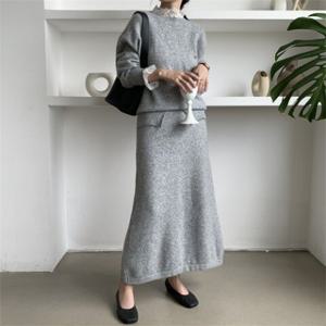 니트 셋업 투피스 가을 겨울 레이스 카니스니트투피스