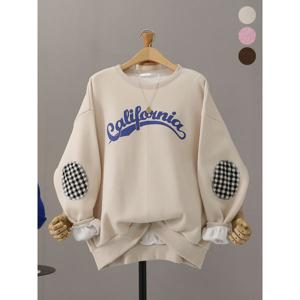 [하프클럽] 제라블 기모 레터링 체크 빵떡 패치 맨투맨_MNTG436