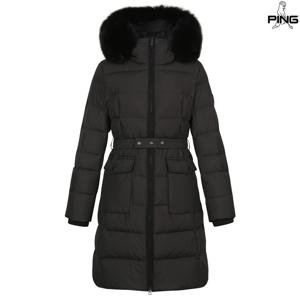 [양말드림]여성 벨티드 폭스퍼 후드 덕다운 점퍼 121D4JA453_BK