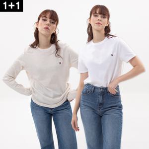 원쁠원  스몰로고 반팔 긴팔티셔츠 세트상품