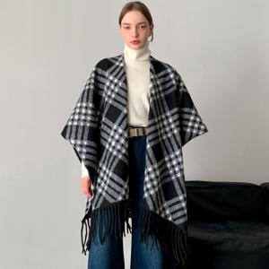 [엘브랜드] 클래식 체크숄 판쵸 빅숄 케이프 망또/모임룩/연말룩