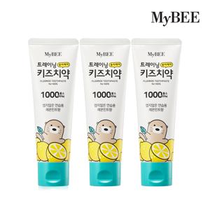 트레이닝 충치케어 키즈치약 레몬민트향 100g 3개(불소 1000ppm,어린이용,초등학생치약)