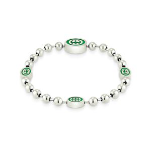 YBA701609001 (701609 J8410 8414) 인터로킹 G 에나멜 볼체인 실버 팔찌