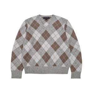 [정상가 490000원] 캐시미어 아가일 V넥 스웨터 (그레이) (BBWNMM0952WDF)