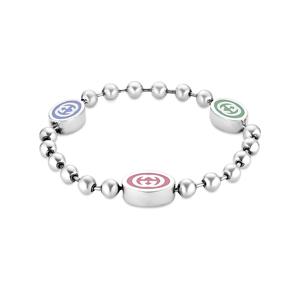 YBA753442001 (753442 J8410 8519) 인터로킹 G 불레 볼 체인 에나멜 실버 팔찌