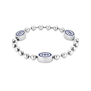 YBA753442002 (753442 J8410 8136) 인터로킹 G 불레 볼 체인 에나멜 실버 팔찌