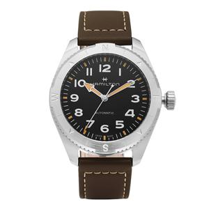 H70225830 카키 필드 익스페디션 남성 가죽시계