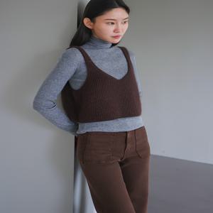 라쿤 뷔스티에 니트 탑