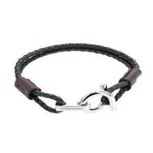 77 0380 0780675 (770380 780675) 간치니 투 톤 브레이드 라지 그린/클레이 가죽 팔찌