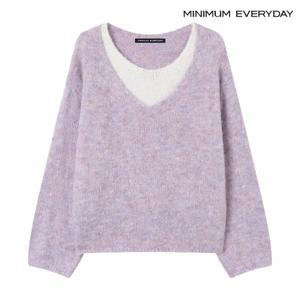 정상가:59,000원 l  에브리데이]배색 레이어드 데일리 긴팔 니트 (EB4KT005D)