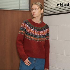 정상가:99,000원 ㅣ 나그랑 라운드넥 노르딕 패턴 니트 (WICDNT010)