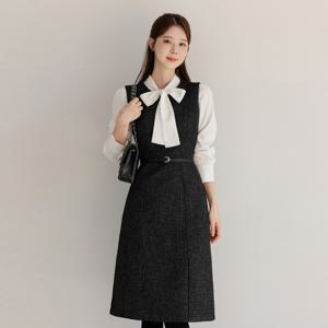 (~XXL까지) 마론드 트위드 셋업 뷔스티에 원피스 겨울 오피스룩 하객룩 연말룩 모임룩 파티룩 빅사이즈