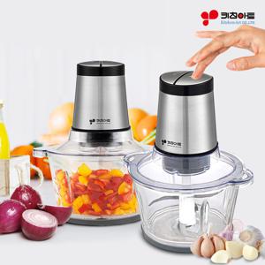 2L 대용량 멀티 전동 쵸퍼 다지기 2중칼날 2중버튼 마늘박피기 마늘다지기 믹서기