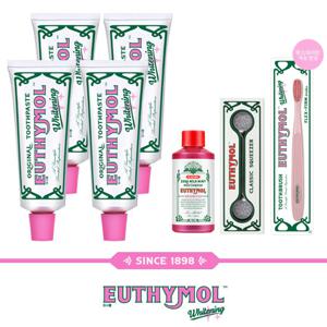 화이트닝 치약 120g 4개 + 칫솔 1개(색상랜덤) + 스퀴저 1개 + 제로 마일드 가글 90ml 1개