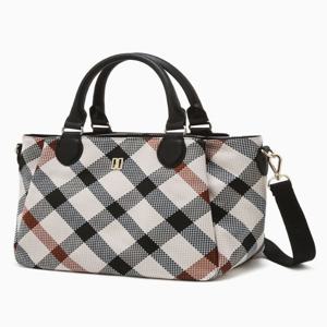 닥스골프 여성 베이지 체크 가죽 토트백DNGF5F956I1