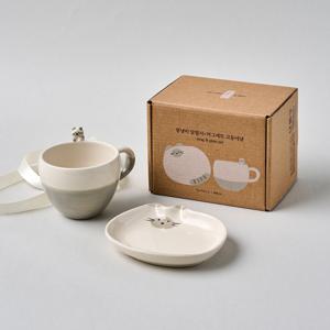 ON L 뚱냥이 앞접시+머그세트 고등어냥