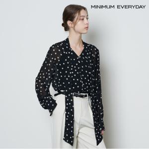 정상가:69000원 ㅣ [미니멈 에브리데이]도트 포인트 타이 긴팔 블라우스 (EB3BA031D)