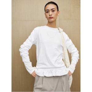 프릴디테일 긴소매 티셔츠  화이트 (165941AY11)