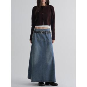 벨티드 데님 스커트 - 블루 (125927MP1P)