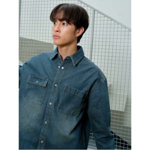 브러쉬 데님 셔츠 - 네이비 (265964CPJR)