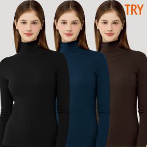 국산 여성 발열내복상의 모달 터틀넥 목폴라 감싸는 긴팔 보온내의