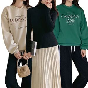 [하프클럽] 벨라도나 여성 겨울 두툼한  기모 맨투맨티셔츠 골지니트티 목폴라티 균일가