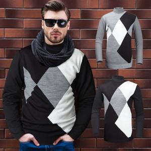 [하프클럽/마스터베어]MB아가일 반폴라 니트티 남자터틀넥목티 겨울골프웨어