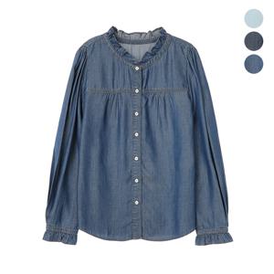 홈쇼핑 인기 프릴 텐셀100 데님 블라우스 3종 택1