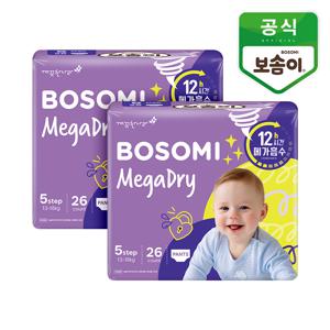 보솜이 메가드라이 남녀공용 팬티형 기저귀 특대형 26개입 2개