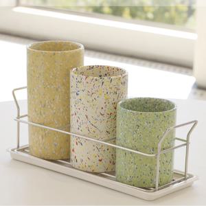 물빠짐 도자기3단수저통 수저꽂이 조리도구통