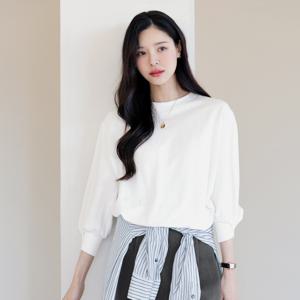 (~XL까지) 호엔 언발소매 맨투맨 티셔츠 7부소매 루즈핏 봄 가을 데일리 일상 캐쥬얼 출근룩 빅사이즈